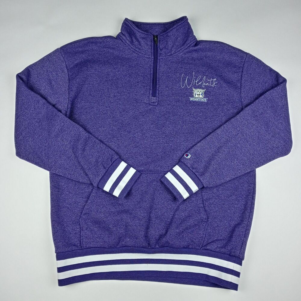 CHAMPION Weber State Wildcats 1/4 Zip Sweatshirt Sweater NCAA Men's Size Large